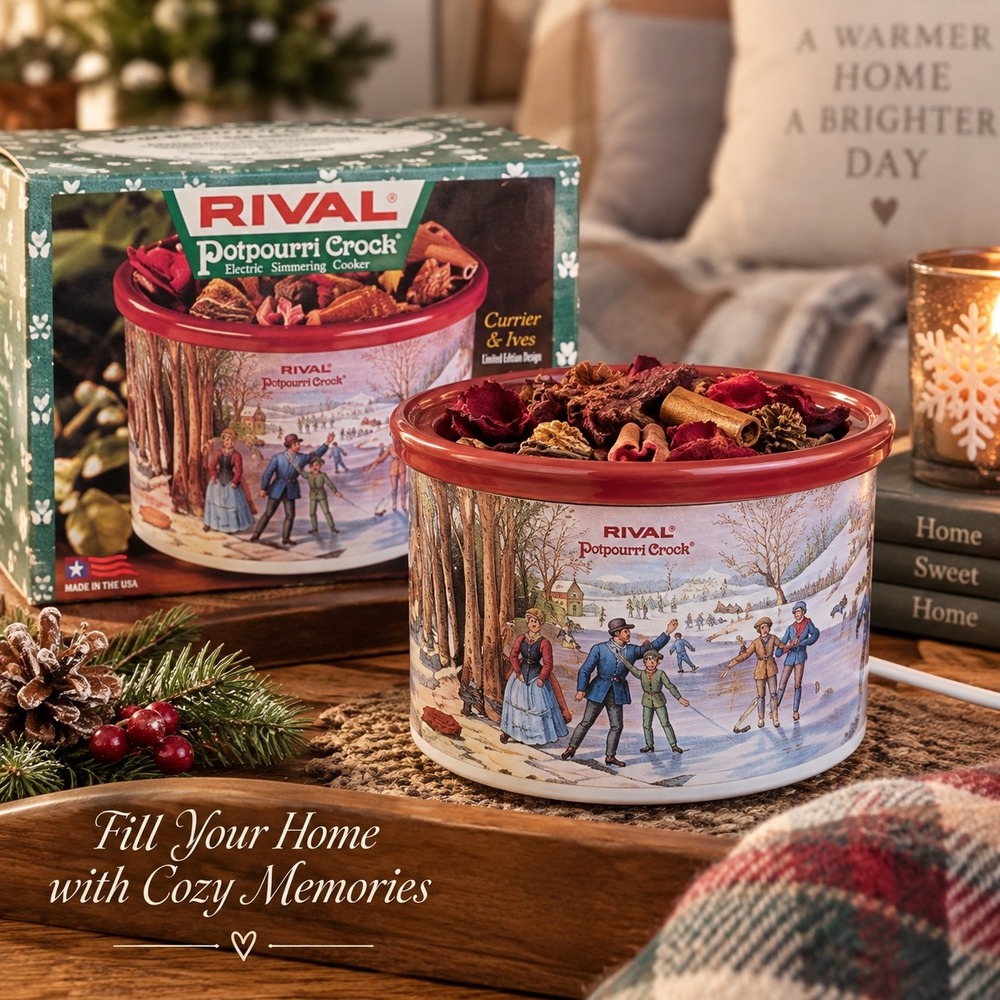 Rival Potpourri Crock Electric Simmering Cooker Currier & Ives TESTED/WORKS